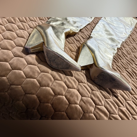 Fashion Nova Metallic Gold Over the Knee Boots - Picture 4 of 5
